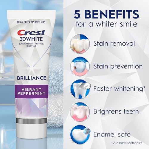 3D White Brilliance Vibrant Peppermint Teeth Whitening Toothpaste, 4.6 oz