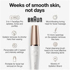 Braun Face Epilator Facespa Pro 911, Facial Hair Removal for Women, Hair Removal Device, 3-in-1 Epilating, Cleansing Brush and Skin Toning with 3 Extras