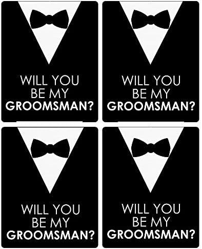 Suit Up - Will You Be My Groomsman Gift for Men - Whiskey or Wine Bottle Label Stickers - Set of 4