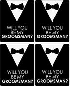 Suit Up - Will You Be My Groomsman Gift for Men - Whiskey or Wine Bottle Label Stickers - Set of 4