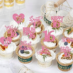 Rsstarxi 30Pack Happy Sweet 16th Birthday Cupcake Toppers Happy Sixteen Bruh I'm 16 Cupcake Picks Cheers to Sweet 16 Decorations for 16th Birthday Anniversary Party Cake Decorations Pink