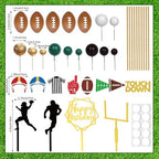 28 Pieces Football Cake Topper Football Players Cupcake Toppers Rugby Ball Happy Birthday Cake Picks Sports Theme Cake Decorations for Game Day Birthday Party Baby Shower Supplies