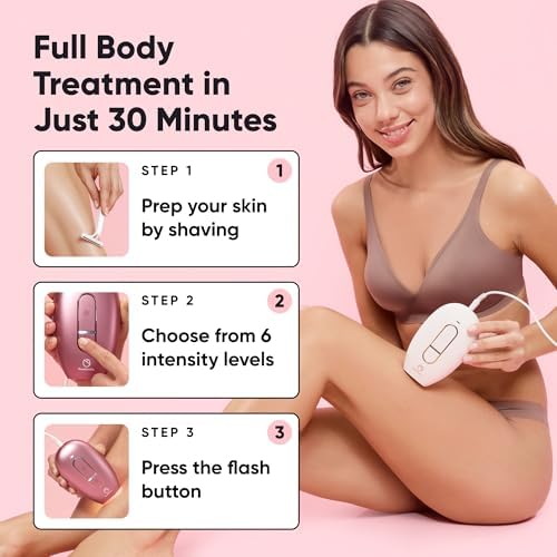 RoseSkinCo Lumi IPL Laser Hair Removal Device, At Home Permanent Hair Reduction on Face, Bikini, Legs, Arms, Underarms, Safe & Gentle Intense Pulsed Light Handheld Device, Rose/Gold