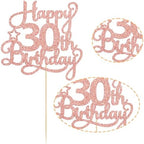 1 Pack Happy 30th Birthday Cake Topper Rose Gold Glitter 30 & Fabulous Cheers to 30 Years Old 30th Birthday Cake Pick for Celebrating 30th Birthday Anniversary Party Cake Decorations Supplies