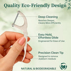 Biodegradable Dental Floss Picks for Teeth, 200ct Organic Natural Bamboo Charcoal Double Thread Floss Sticks, Flossers for Adults, Vegan Wheat Straw Flossers, Eco Friendly Teeth Cleaning, Mint
