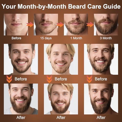 XIKEZAN Mens Gifts, Beard Grooming Kit with Sweet Orange Beard Wash,Oil, Conditioner,Balm,Brush,Comb,Cool Mens Christmas Secret Santa Gifts for Dad Husband Grandpa Boyfriend Him Stocking Stuffers