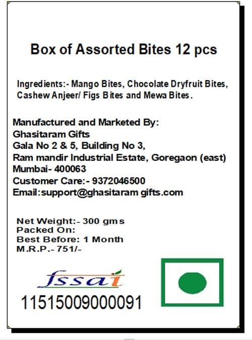 Ghasitaram Gifts Diwali Gifts Happy Diwali Box of Assorted Bites 12 pcs