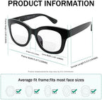 Eyekepper Large Frame Bifocal Reading Glasses Women Oversize Bifocal Readers - Black +2.00