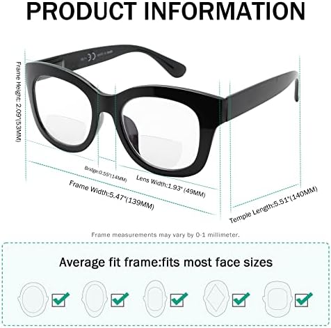 Eyekepper 4-Pack Large Frame Bifocal Reading Glasses Women Bifocal Readers +1.50