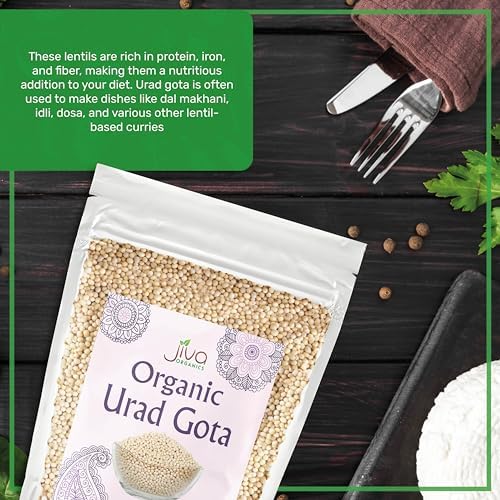 Jiva Organic Urad Gota 2 LB Bag (Whole Urid White) - Vegan, Non GMO