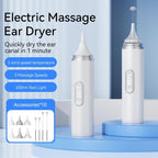 Ear Dryer - Rechargeable Ear Water Remover with 3 Massage and Wind Speed Modes - Electronic Warm Air Ear Care Device with Red Light - Suitable for Swimming, Showering, Water Sports