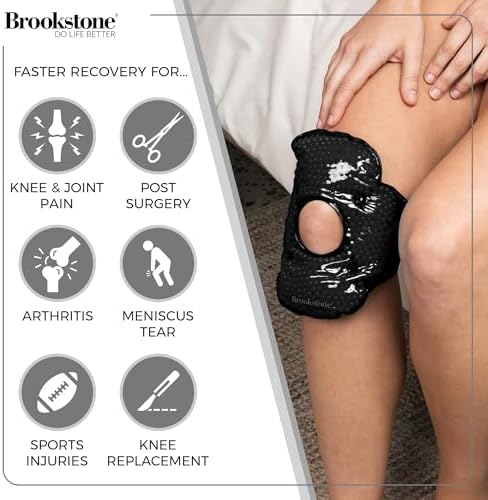 Brookstone Knee Ice Pack Wrap with Silica Beads - Hot and Cold Therapy - Fast Acting Ice Packs for Knees Pain Relief - Reusable Knee Ice Pack for Swelling, Injuries, and Post-Surgery Recovery