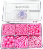 Homipooty Edible Pink Pearl Sugar Sprinkles 130g/4.58oz Pink Pearl Star Sprinkles For Cake Decorations Wedding，Cookies，Ice Cream, Cupcake Toppers, Halloween Christmas Supplies