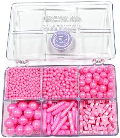 Homipooty Edible Pink Pearl Sugar Sprinkles 130g/4.58oz Pink Pearl Star Sprinkles For Cake Decorations Wedding，Cookies，Ice Cream, Cupcake Toppers, Halloween Christmas Supplies