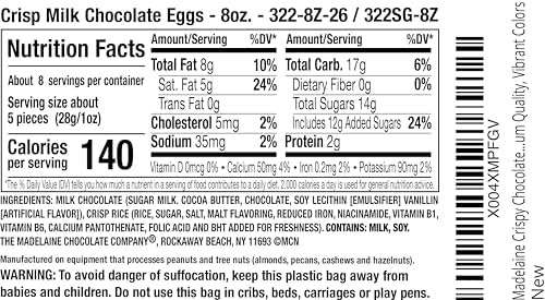 Madelaine Crispy Milk Chocolate Candy Easter Eggs - 36 Foil-Wrapped Treats for Easter Egg Hunts, Basket Fillers, and Festive Celebrations - Premium Quality, Vibrant Colors