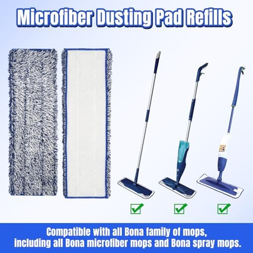 3 Pack Microfiber Dusting Pad for Bona Family of Mops, Washable & Reusable Pads for Bona Hardwood Floor Cleaner Mop, Mop Pads Refill for Hard Surface Floors