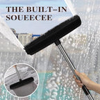 Pet Rubber Broom with 49inch Long Handle, Portable Detailing Lint Remover, Soft Push Broom for Fluff Carpet, Hardwood, Tile, Window (Black)