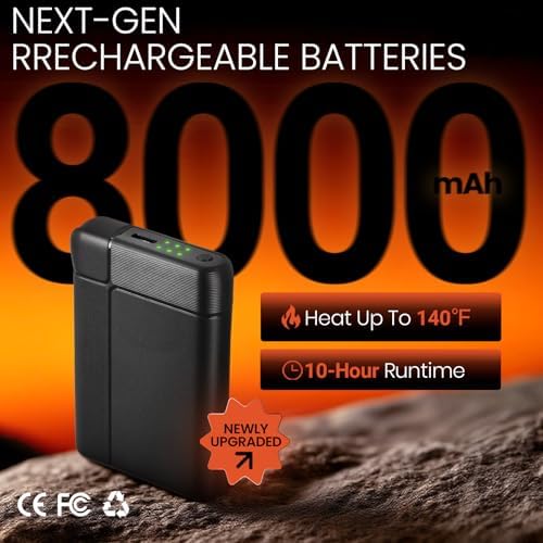 8000mAh*2 Heated Socks, Up to 10-Hour Battery Runtime Rechargeable Electric Socks | Cold Weather Foot Warmer Socks for Men Women | Outdoor Hunting Skiing Camping Hiking, Non-APP Control