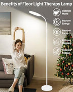 LanSuper Light Therapy Lamp, 10000 Lux UV-Free Happy Therapy Lamp, Full Spectrum Sunlight Lamp with Remote Control, Light Therapy Floor Lamp with 10 Color Temperature & 6 Brightness & Timer-White