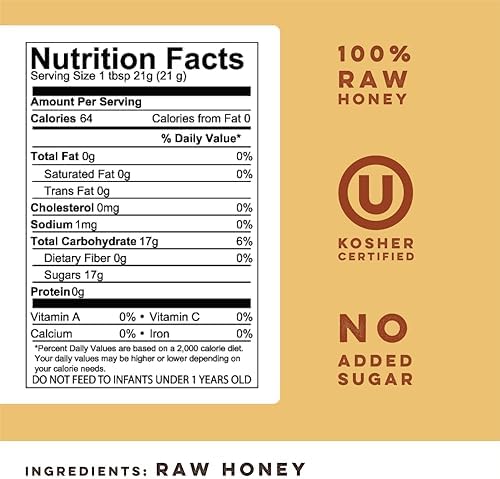 Goshen Amish Country Extremely Raw Acacia Honey - Unfiltered, Unprocessed, Pure & Natural - Harvested in the USA - Rich Flavor for Tea, Cooking, Wellbeing - Kosher Certified - 16oz Glass Jar