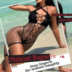 Sexy Lingerie for Women Naughty Fishnet Lingerie Set Bodysuit Outfits Erotic Sheer Mesh Teddies