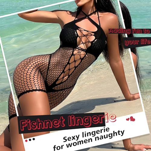 Sexy Lingerie for Women Naughty Fishnet Lingerie Set Bodysuit Outfits Erotic Sheer Mesh Teddies