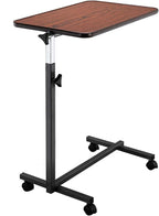 Tilting Overbed Table, Multifunctional Adjustable Bedside Table,Medical Adjustable Overbed Bedside Table with Wheels & Brake for Hospital and Home Medical Use (Dark Wood Grain Color)