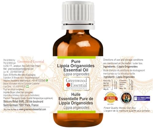 Greenwood Essential Pure Lippia Origanoides Essential Oil (Lippia origanoides) Steam Distilled (Pack of Three) 100ml X 3 (10.1oz)