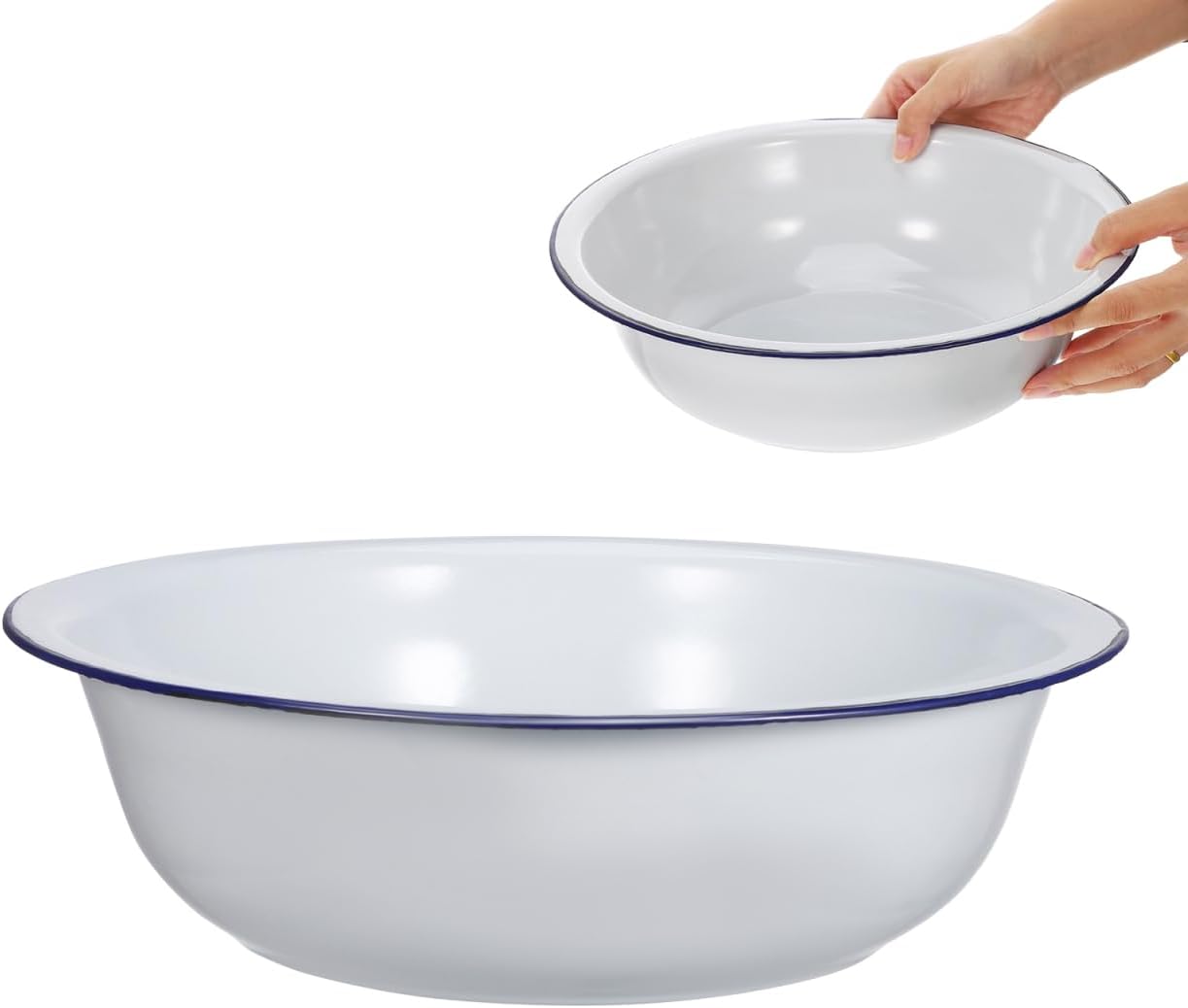 Enamel Basin, 30 Cm Foot Bath Basin for Soaking Feet Metal Foot Soak Tub Foot Bucket Laundry Wash Basin Old Fashioned Footbath for Home Spa Pedicures