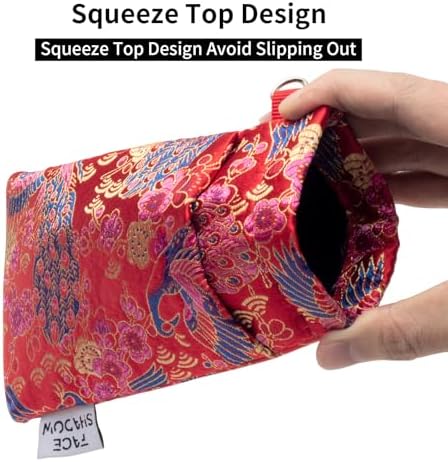 Face Shadow Double Glasses Case Soft Eyeglass Case For Women Men Squeeze Top Sunglasses Case With Cleaning Cloth