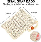 Soap Bag, Natural Sisal Soap Saver Bag Pouch Mesh Net Waste Plastic-Free Exfoliating Foaming and Drying Soap Holder for Shower (4 Pack)
