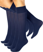 CALZITALY 4 x Opaque Knee-Highs | Trousers Everyday Socks | Black, Blue | 40 DEN | Made in Italy