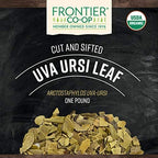 Frontier Co-op Uva Ursi Leaf, Cut and Sifted, Certified Organic, Kosher | 1 lb. Bulk Bag | Arctostaphylos uva-ursi (L.) Spreng.