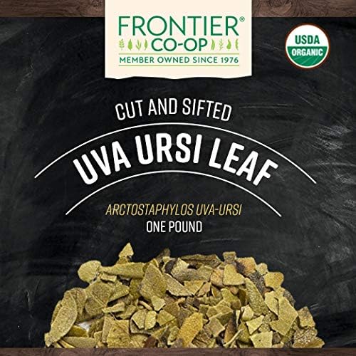 Frontier Co-op Uva Ursi Leaf, Cut and Sifted, Certified Organic, Kosher | 1 lb. Bulk Bag | Arctostaphylos uva-ursi (L.) Spreng.