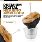 Premium Digital Hearing Amplifier - Right Ear Invisible in Canal (CIC) in-Ear Mini Sound Enhancer Set, Near-Invisible, Noise Cancelling, Personal Sound Hearing Amplifier - Black