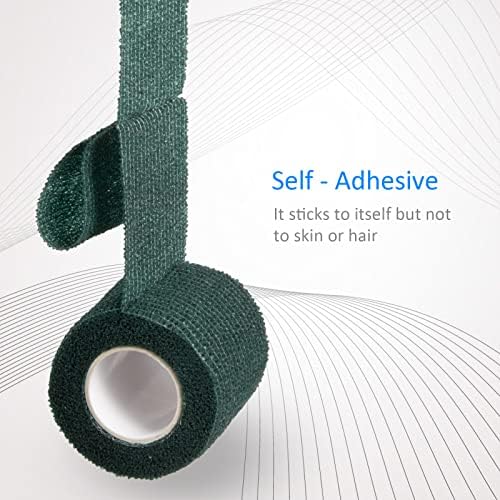 6Pcs 2”x 5 Yard Self Adhesive Bandage Wrap Breathable Self Adherent Cohesive Wrap Bandages Vet Tape for Dog Cat Athletic Elastic Cohesive Bandage Wrist Ankle Grip Cover Tape (Army Green)