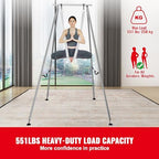Happybuy Aerial Yoga Frame & Hammock, 9.67 ft Height Yoga Swing Stand, 6.6 Yards Hammock, 551.15 lbs Capacity, Indoor & Outdoor Use, White