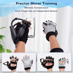 Upgrade Rehabilitation Robot Gloves for Stroke Hemiplegia Recovery, Portable Robotic Hand Glove for Stroke Rehab, Adjustable Strength, 4 Mode (Rechargeable with Mirror Training, Left Hand-L)