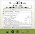 Herbal Roots - Turmeric Curcumin Capsules - Extra Strength - 1000mg Pure Organic Turmeric Supplement, 95% Standardized Curcumin Extract with BioPerine Pepper and Ginger