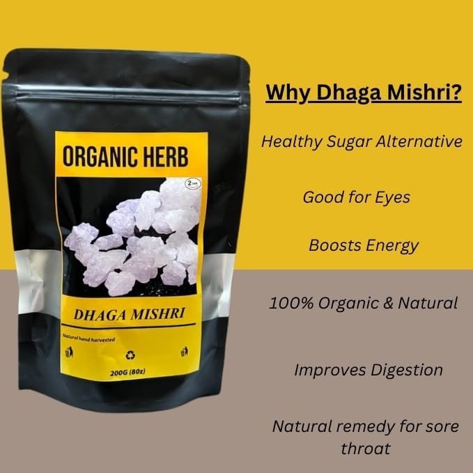 Generic Organic Herb Dhaga Mishri, Rock Sugar Crystals, Sugar Crystals, Dana, Thread Crystals, Kuja , Krishna Bhog Parsad, Gopal Bhog (130, Grams)