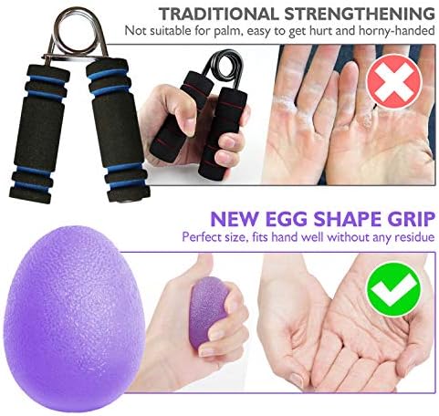 Peradix Hand Grip Strength Trainer, Stress Relief Ball, Wrist Rehab Therapy Hand Grip Equipment Ball Squishy Tools - Set of 3 Finger Resistance Exercise Squeezer