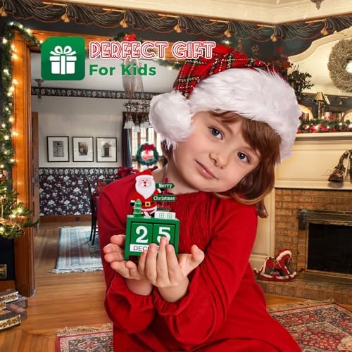 2025 Christmas Countdown Advent Calendar, Days Until Christmas Countdown Desk Wooden Decoration Home Ornaments Office Decor Funny Gifts for Kids & Adult - Santa