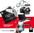 400 Eyeglass Cleaning Wipes + Microfiber Cloth for Eyeglasses & Lens Cleaner | Pre-Moistened, Individually Wrapped, Less Alcohol Formula | Lens Wipes for Eyeglasses, Eye Glasses, Lenses & Screen