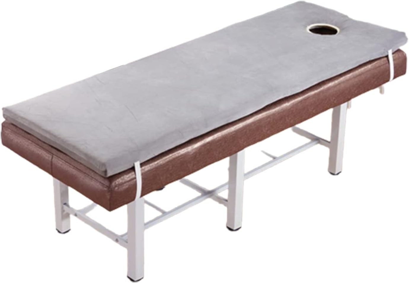 KKCD Plush Beauty Massage Bed Cover Round Head Lash Bed Cushion Topper Spa Bed Mattress Sponge Pad with Elastic Bands Massage Table Mattress Protector with Face Breath Hole,Gray 3cm,75x190cm