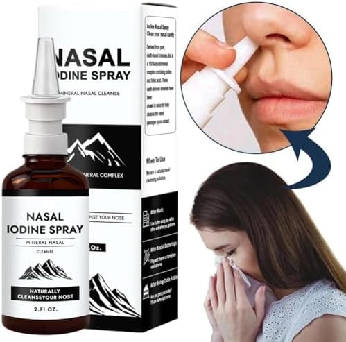 Iodine Nasal Spray, Daily Nasal Cleanse & Care Mist with Iodine & Fulvic Acid, Fine Mist Non-Medicated Nasal Spray for Dry Air, Travel & Daily Use,150+ Uses Per Bottle 2floz