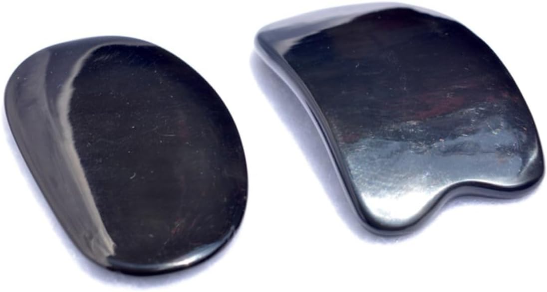 Beaupretty 2pcs Durable Ox Horn Scraping Massage Tool for Skin Care Gua Sha Boards Black for Home Use Traditional Chinese Therapy for