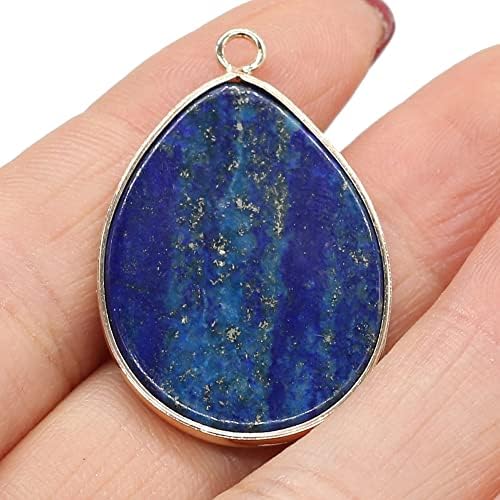 QSLLER 4pcs Natural Stone Gem Lapis Lazuli Pendant Handmade Crafts DIY Necklace Earring Bracelet Jewelry Accessories Gift Making for Woman