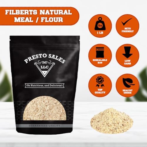 Presto Sales Filberts/Hazelnuts Raw Flour - 1 lb. bag - Oregon USA Hazelnut Powder Nutty Flavoring - Best Substitute for Vegan, Keto and Low Carb Diet