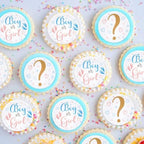 40Pcs Edible Boy or Girl Cupcake Toppers Edible Circle Gender Reveal Cupcake Picks for Baby Shower New Born Baby Birthday Party Pink or Blue Girl or Boy Party Decorations
