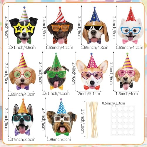 Hooqict 40Pcs Dog Cupcake Toppers Birthday Cake Decorations Puppy Cupcake Toppers for Kids Boys Girls Pet Dog Themed Birthday Party Decorations Supplies